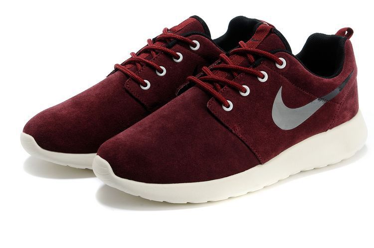 Nike Roshe Run Wine Red White Black Swoosh Shoes - Click Image to Close