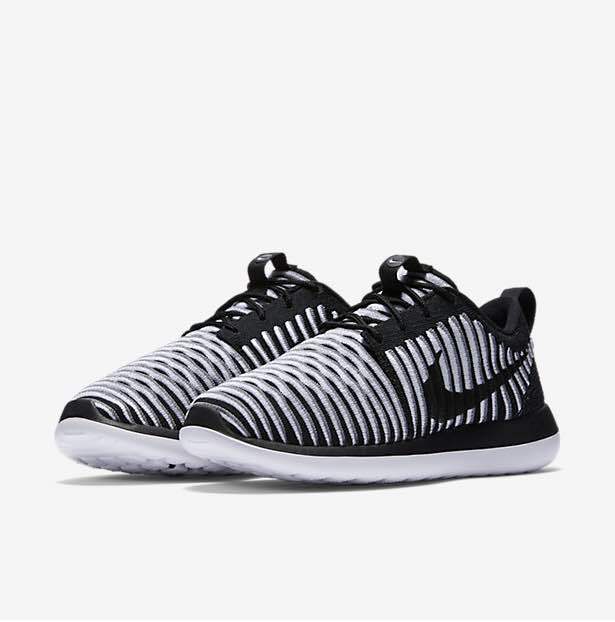 New Women Nike Roshe Two Flyknit White Black - Click Image to Close