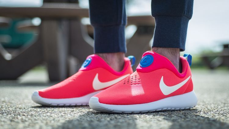 Nike Rosherun Slip On Dark Red White Swoosh Shoes - Click Image to Close