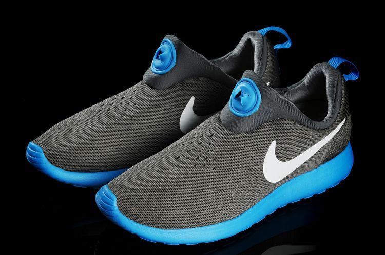 Nike Rosherun Slip On Grey Blue White Swoosh Shoes - Click Image to Close