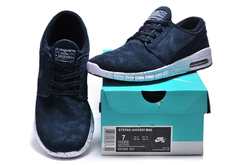 Women Nike SB Stefan Janoski Max Light Dark Blue White Shoes