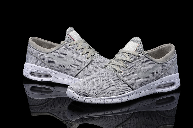 Women Nike SB Stefan Janoski Max Light Grey White Shoes - Click Image to Close