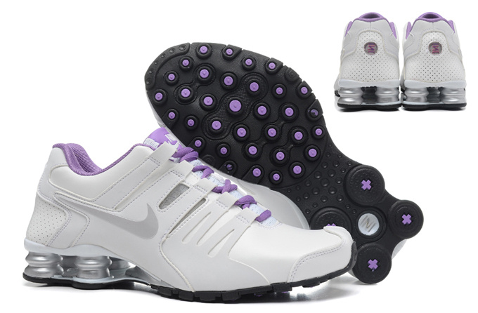 Women Shox Current White Silver Purple Shoes - Click Image to Close