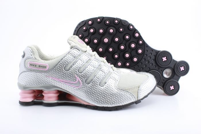 gray and pink nike shox