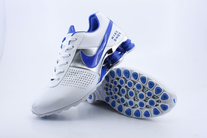 Nike Shox OZ D Shoes White Silver Blue - Click Image to Close