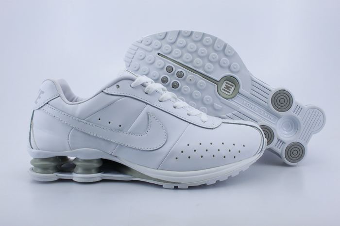 New Nike Shox R4 Shoes All White Big Swoosh