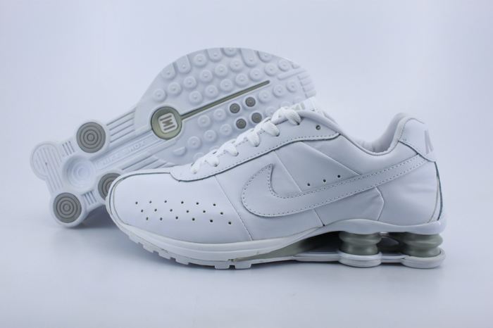 New Nike Shox R4 Shoes All White Big Swoosh