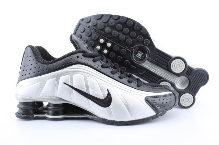 New Nike Shox R4 Shoes All Black White Swoosh Air Cushion