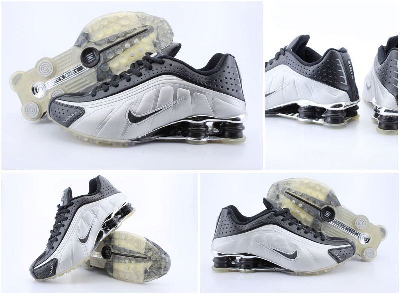 Men's Nike Shox R4 Black Silver Transparent Sole Shoes - Click Image to Close