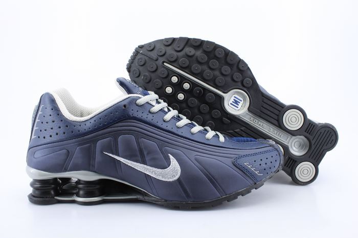 Nike Shox R4 Shoes Blue Grey Swoosh