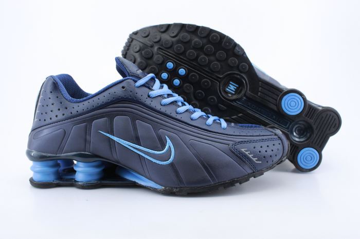 Nike Shox R4 Shoes Dark Blue Swoosh - Click Image to Close