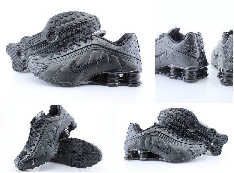 Women Nike Shox R4 Shoes All Black - Click Image to Close