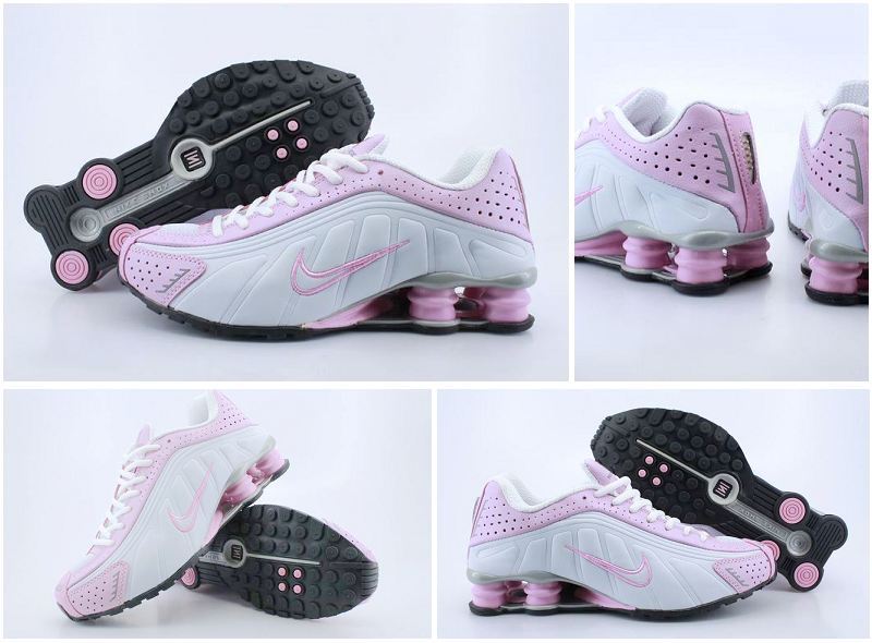 Women Nike Shox R4 Shoes White Pink Line - Click Image to Close