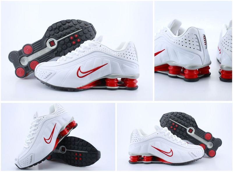 Women Nike Shox R4 Shoes White Red Logo