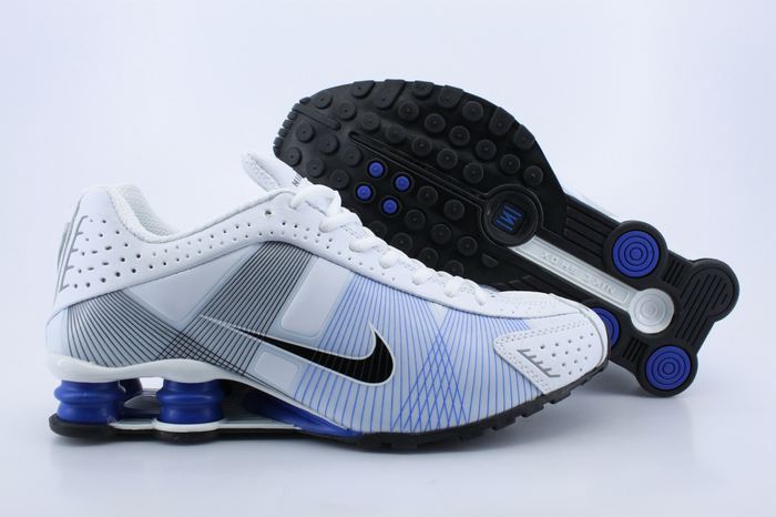 Nike Shox R4 Shoes White Blue Grey Black Swoosh - Click Image to Close