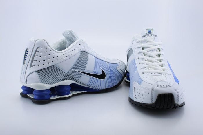 Nike Shox R4 Shoes White Blue Grey Black Swoosh - Click Image to Close