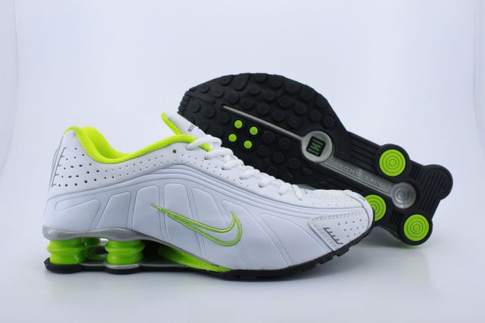 Nike Shox R4 Shoes White Green Air Cushion - Click Image to Close