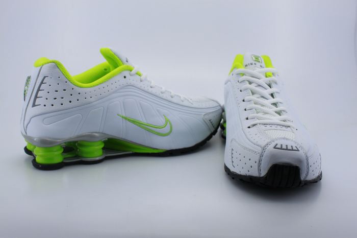 Nike Shox R4 Shoes White Green Air Cushion - Click Image to Close