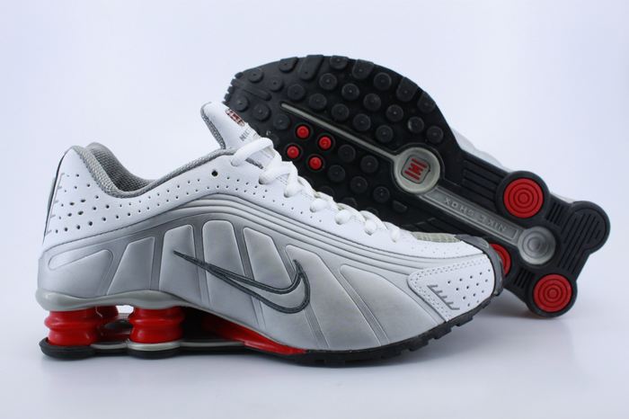 Nike Shox R4 Shoes White Grey Red Air Cushion - Click Image to Close