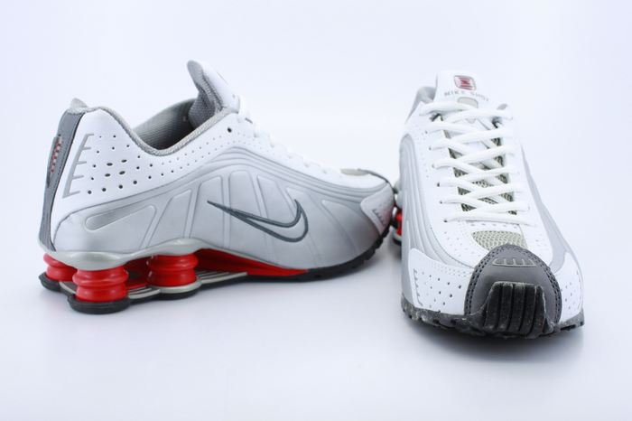 Nike Shox R4 Shoes White Grey Red Air Cushion - Click Image to Close