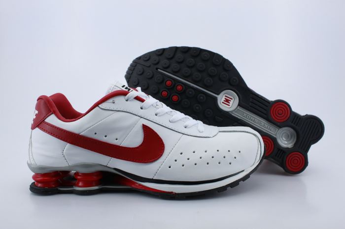 Nike Shox R4 Shoes White Red Big Swoosh - Click Image to Close