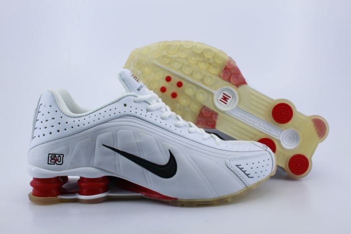 Nike Shox R4 Shoes White Red Black Swoosh - Click Image to Close