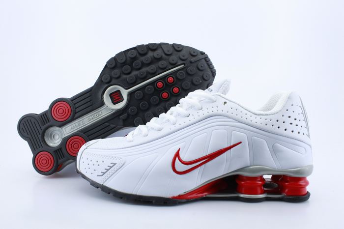 Nike Shox R4 Shoes White Red Swoosh