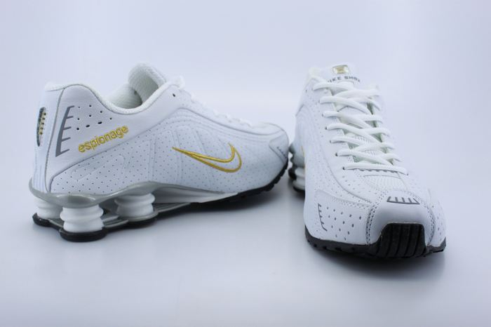 Nike Shox R4 Shoes White Yellow Swoosh - Click Image to Close