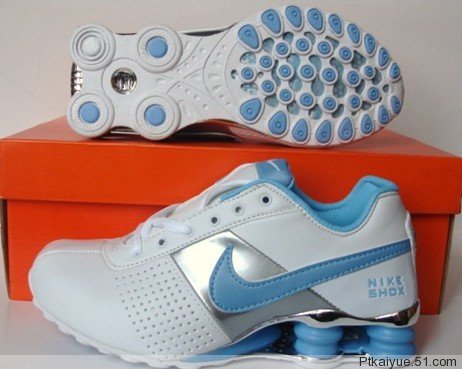 Nike Shox R4D White Light Blue Silver Women Sport Shoes - Click Image to Close