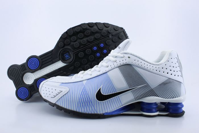 Nike Shox R4H White Blue Grey Shoes - Click Image to Close