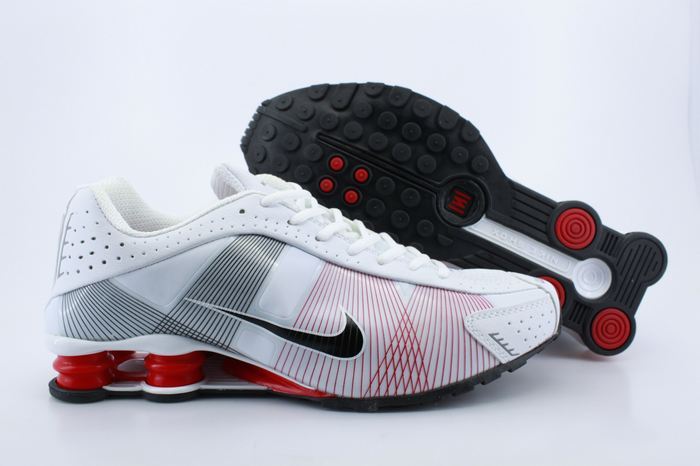 Nike Shox R4H White Red Grey Shoes - Click Image to Close