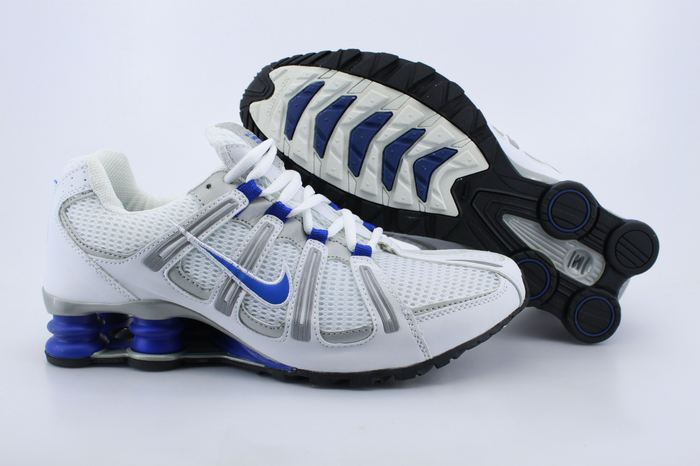 Nike Shox Turbo Shoes White Grey Blue - Click Image to Close