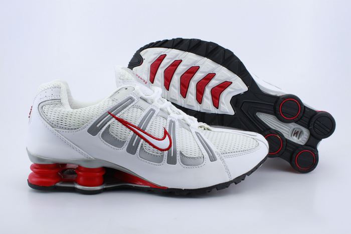 Nike Shox Turbo Shoes White Grey Red - Click Image to Close