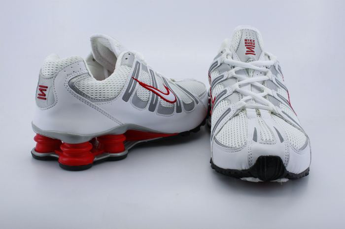 Nike Shox Turbo Shoes White Grey Red - Click Image to Close