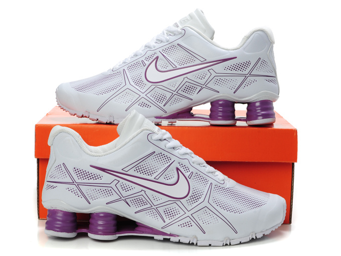 Nike Shox Turbo 12 Shoes White Purple For Women - Click Image to Close