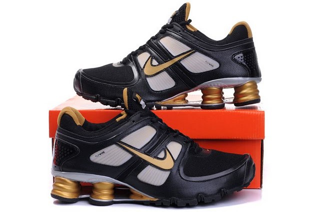 Nike Shox Turbo Shoes Black Grey Gold - Click Image to Close