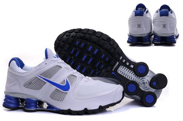 Nike Shox Turbo Shoes White Grey Blue - Click Image to Close