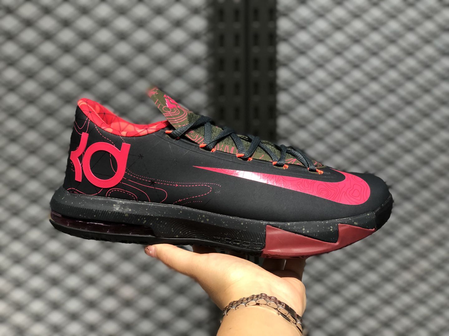 Nike Zoom KD 6 Meteorology Black Atomic Red Medium Olive Fire Red Shoes - Click Image to Close