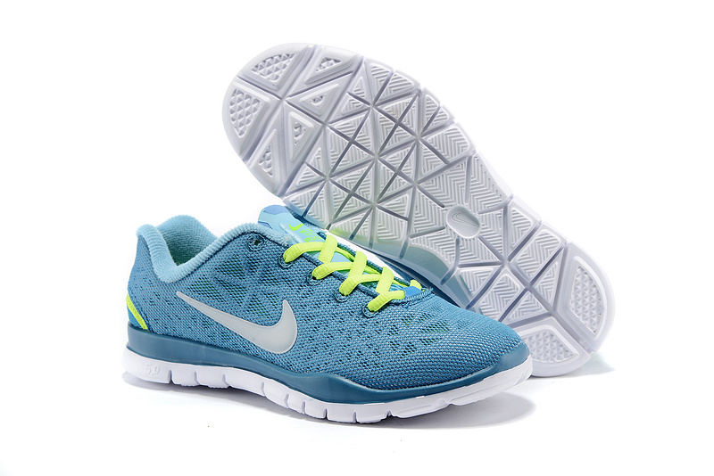 Women Nike Free 5.0 Baby Blue Fluorscent Green Shoes