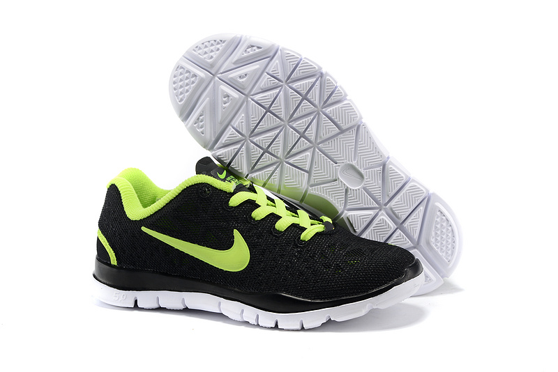 Child Nike Free Run 5.0 Black Fluorscent Green Shoes