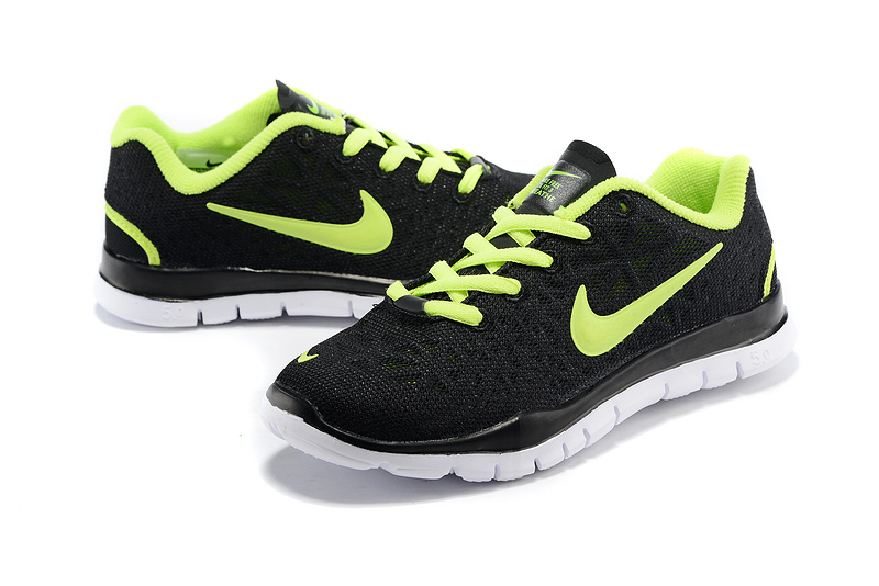 Child Nike Free Run 5.0 Black Fluorscent Green Shoes