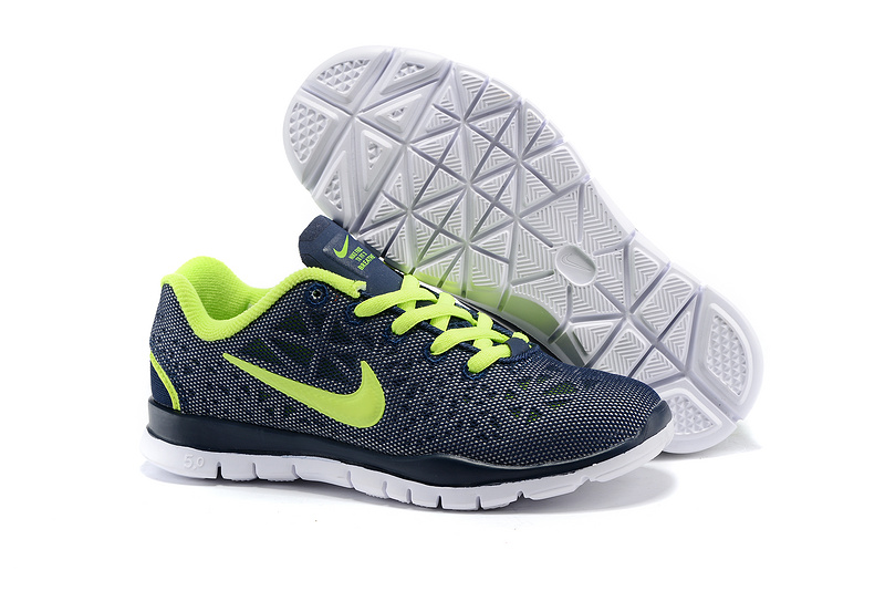 Child Nike Free Run 5.0 Blue Fluorscent Green Shoes