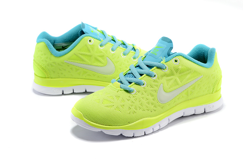 Women Nike Free 5.0 Fluorscent Green Blue Shoes