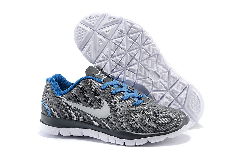 Women Nike Free 5.0 Grey Blue Shoes - Click Image to Close