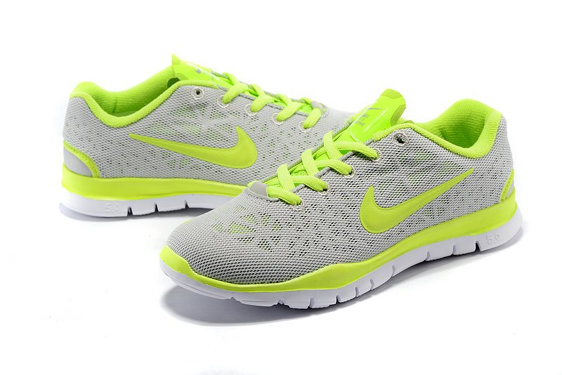 Child Nike Free Run 5.0 Grey Fluorscent Green Shoes - Click Image to Close