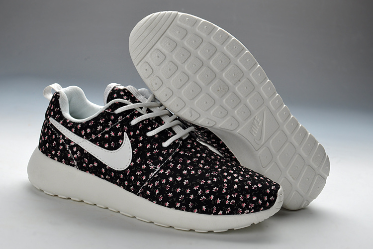 Summer Nike Roshe Run Black White Print Sport Shoes For Women - Click Image to Close