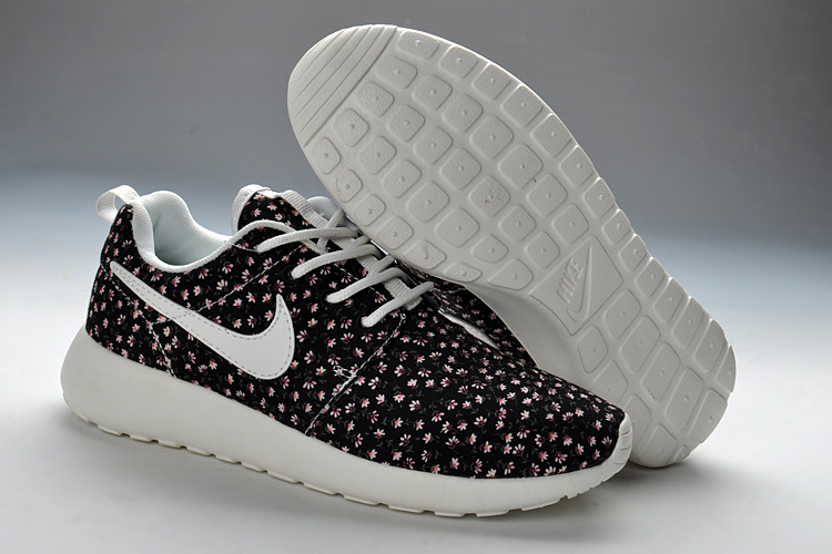 Summer Nike Roshe Run Black White Print Sport Shoes For Women