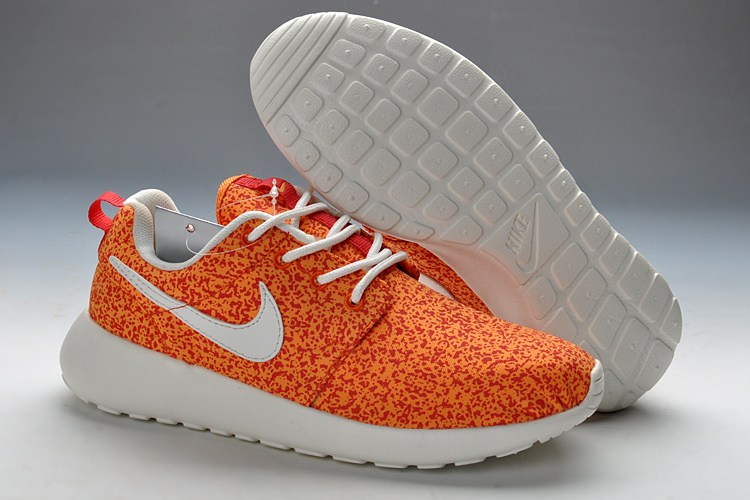 Summer Nike Roshe Run Orange White Print Sport Shoes For Women - Click Image to Close