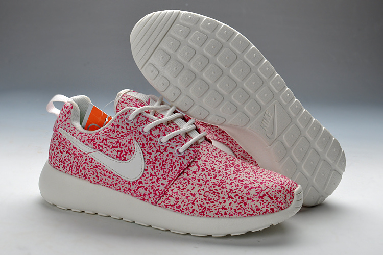 Summer Nike Roshe Run Pink White Print Sport Shoes For Women