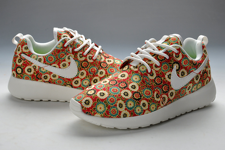 Summer Nike Roshe Run Red Print Sport Shoes For Women